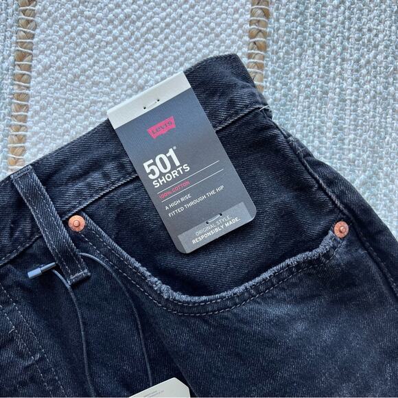 Levi’s 501 Original Wise Up Black High Rise Shorts Women’s Size 32 - Picture 10 of 13